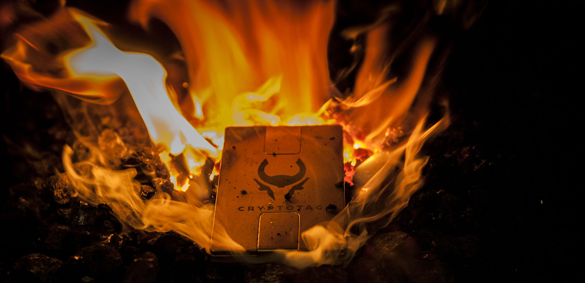 CRYPTOTAG in fire pit