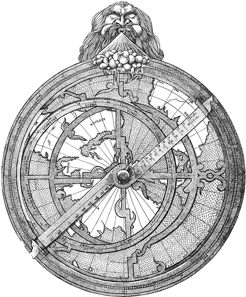 astrolabe black pen drawn
