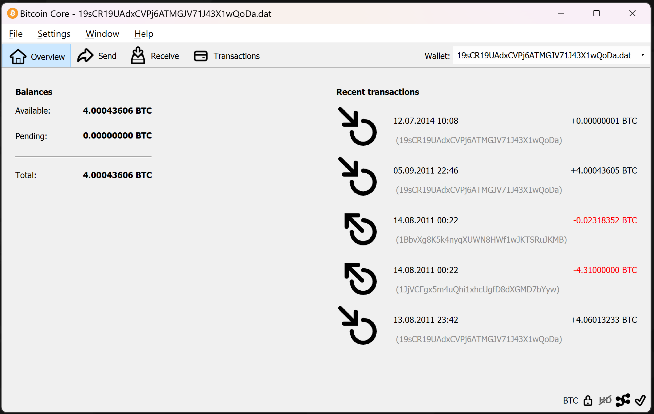 screenshot wallet.dat 4BTC bitcoin-qt
