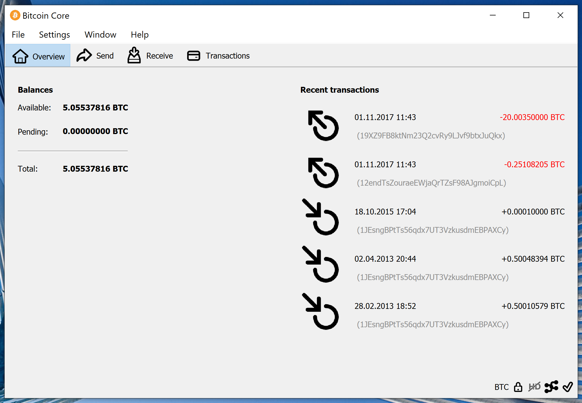 screenshot wallet.dat 5.055BTC bitcoin-qt