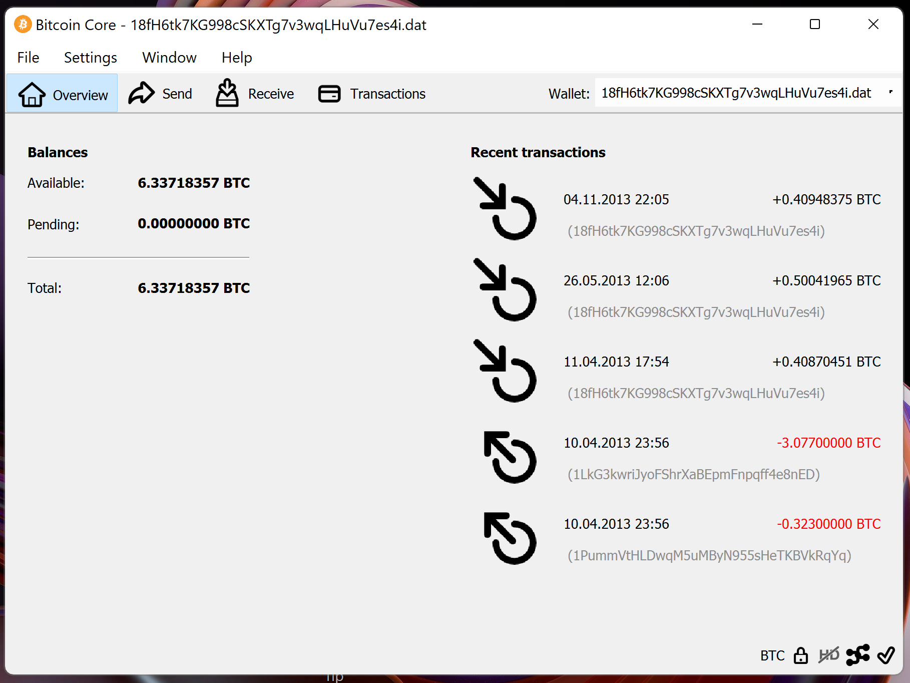 screenshot wallet.dat 6.33BTC bitcoin-qt